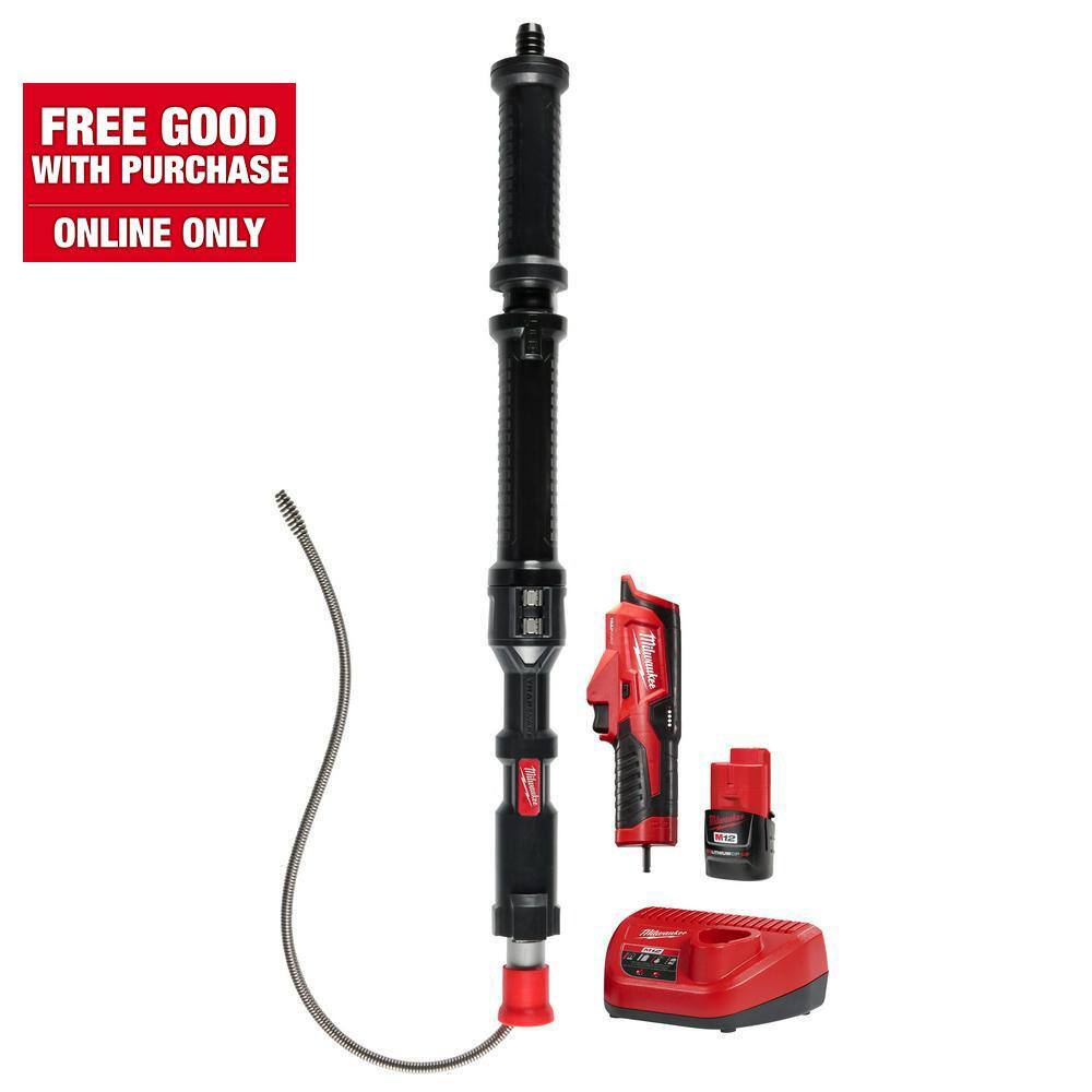Milwaukee M12 Trap Snake 12V LithiumIon Cordless 4 ft. Urinal Auger