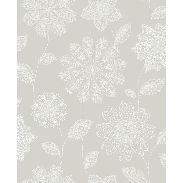 Panache Taupe Floral Paper Strippable Roll (Covers 56.4 sq. ft.)