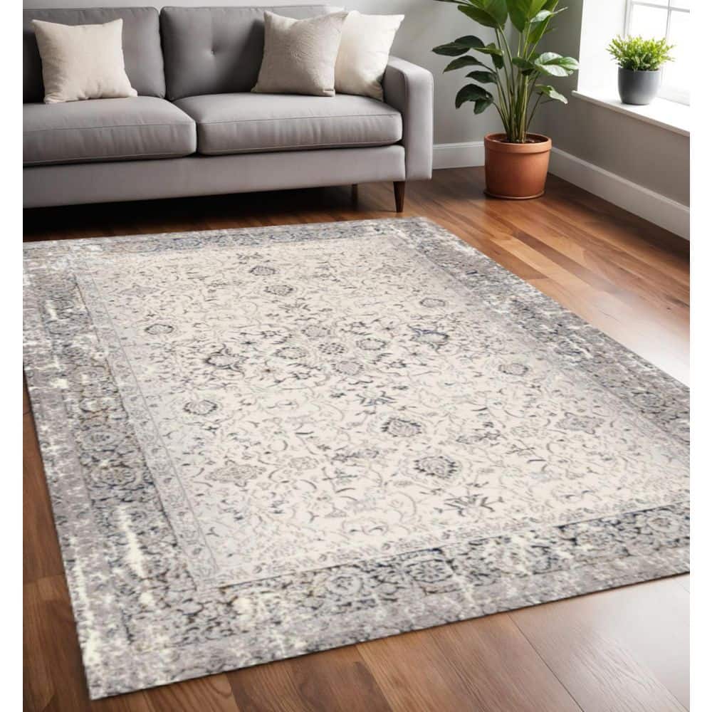 5' X 8' Cream Blue And Gray Medallion Area Rug price history on PriceWatchPro