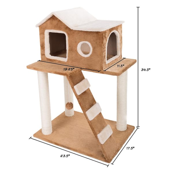 Petmaker 34 5 In 3 Tier Cat Tree And Condo Hw3210069 The Home Depot