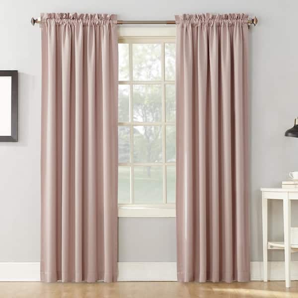 Sun Zero Gregory Blush Polyester 54 in. W x 84 in. L Rod Pocket Room Darkening Curtain (Single Panel)