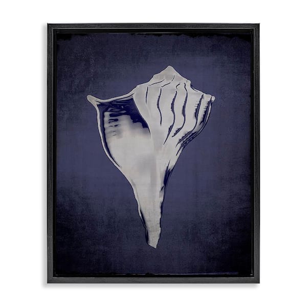 Stupell Industries Lightning Whelk on Indigo by Graffi*tee Studios Black Floater Frame Coastal Graphic Art Print 21 in. x 17 in.