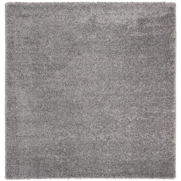 SAFAVIEH Solo Shag Charcoal 7 ft. x 7 ft. Square Solid Area Rug