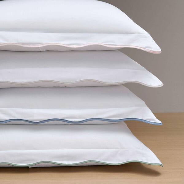 MARTHA STEWART Simple Scallop 3-Piece White/Feather Beige Cotton