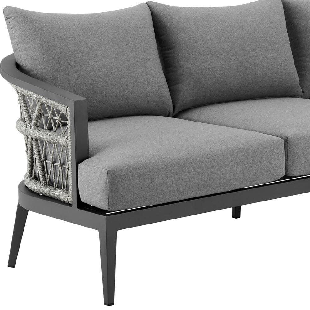 Zelda Gray Aluminum Outdoor Patio Sofa with Cushions