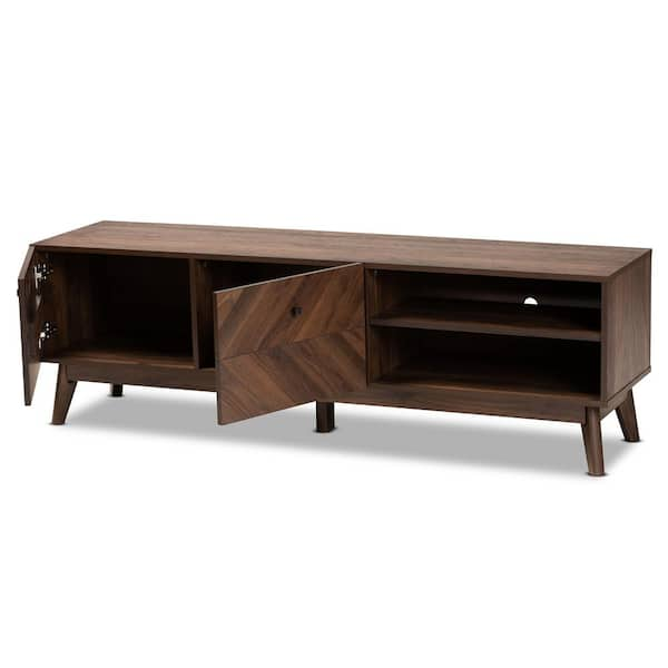 Baxton Studio Hartman 62.25 in. Walnut Brown TV Stand Fits TV s Up