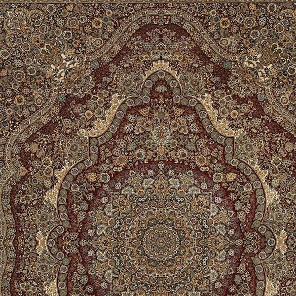 8 ft. x 11 ft. Ivory, Red Floral Washable Area Rug