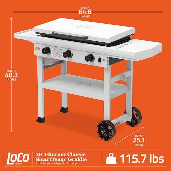 LOCO - 36 in. 3-Burner Classic SmartTemp Propane Flat Top Grill/Griddle in Chalk Finish
