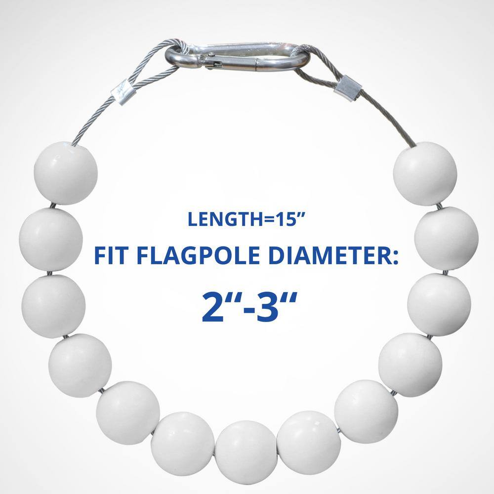 White 15-Inch Beaded Flag Retainer Ring for Flagpoles