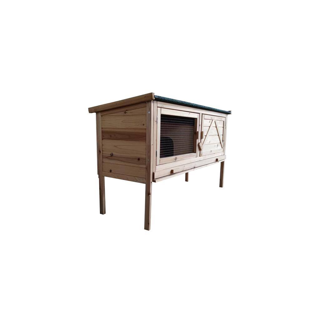 Outdoor Wooden Rabbit Hutch with Open-Up Roof Guinea Pig Hutch Rabbit Cage with Pull Out Tray