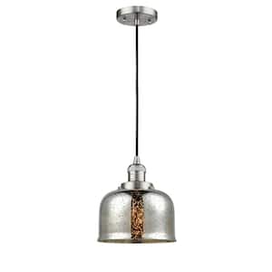 Bell 1-Light Brushed Satin Nickel Bowl Pendant Light with Silver Plated Mercury Glass Shade