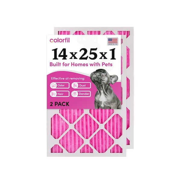 COLORFIL 14 in. x 25 in. x 1 in. Odor Removal and Color Changing Pleated Furnace Air Filter, MERV 8 (2-Pack)