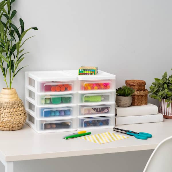 4 Drawer Compact Desktop System in White (2-Pack)