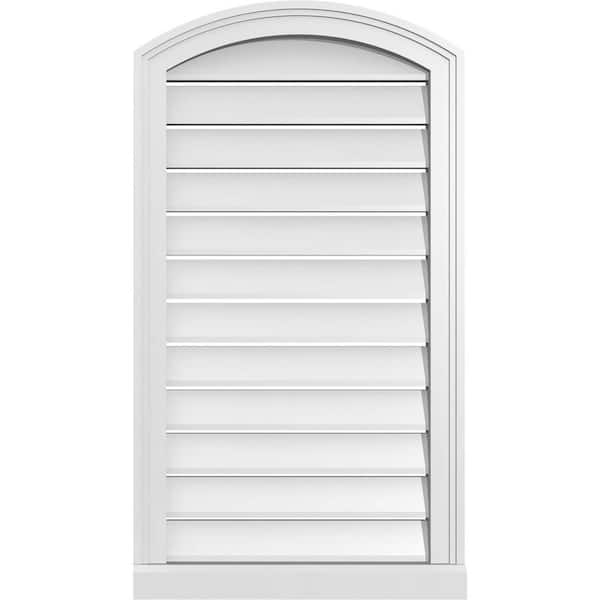 Ekena Millwork 20 in. x 34 in. Arch Top Surface Mount PVC Gable Vent: Decorative with Brickmould Sill Frame