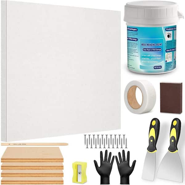 12 in. x 12 in. Premium Basswood Drywall Repair Kit with Quick-Dry Putty and Mesh Tape, 15-Piece Set