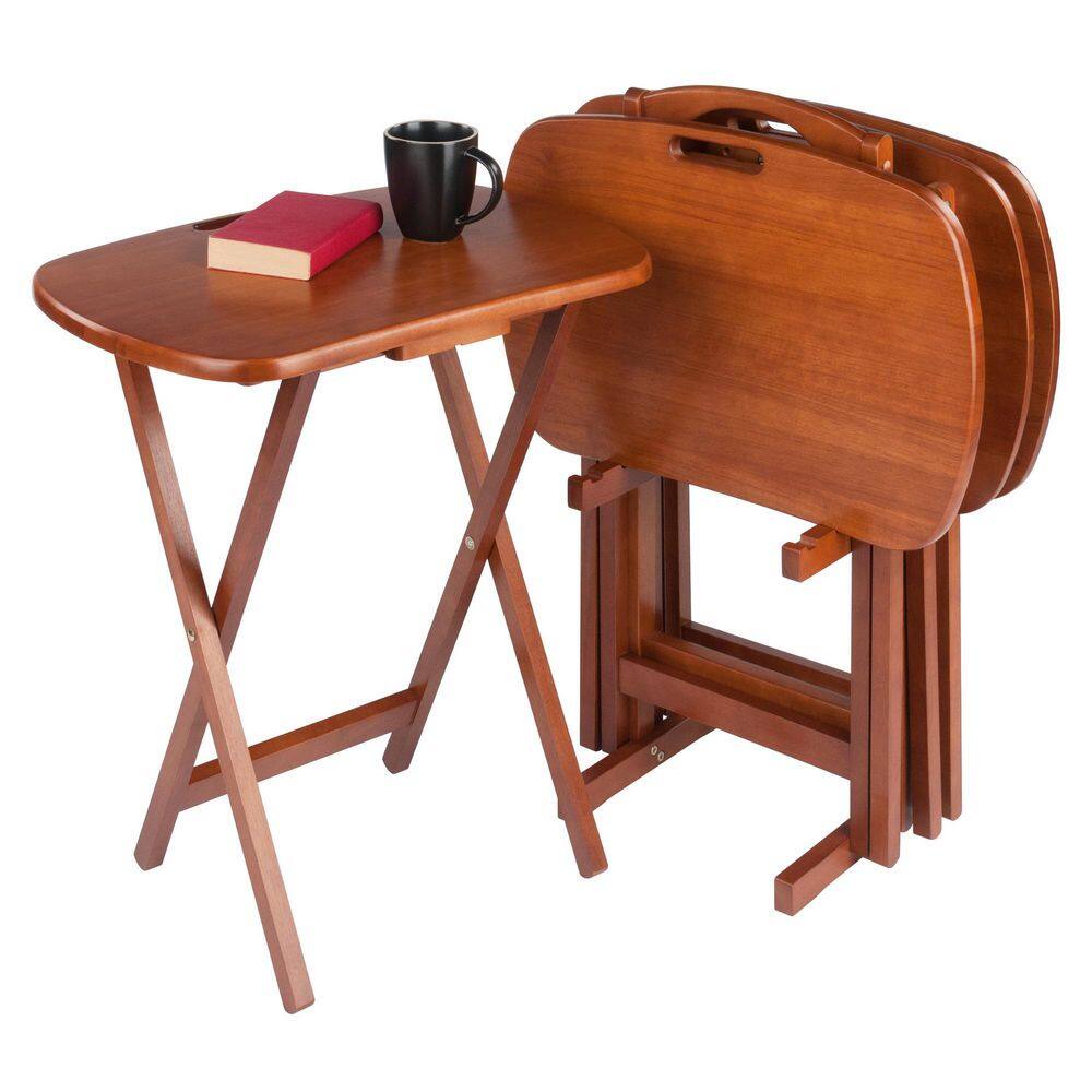 Lucca 15.67 in. Teak 5-Pieces Snack/End Table Set - thumbnail 7