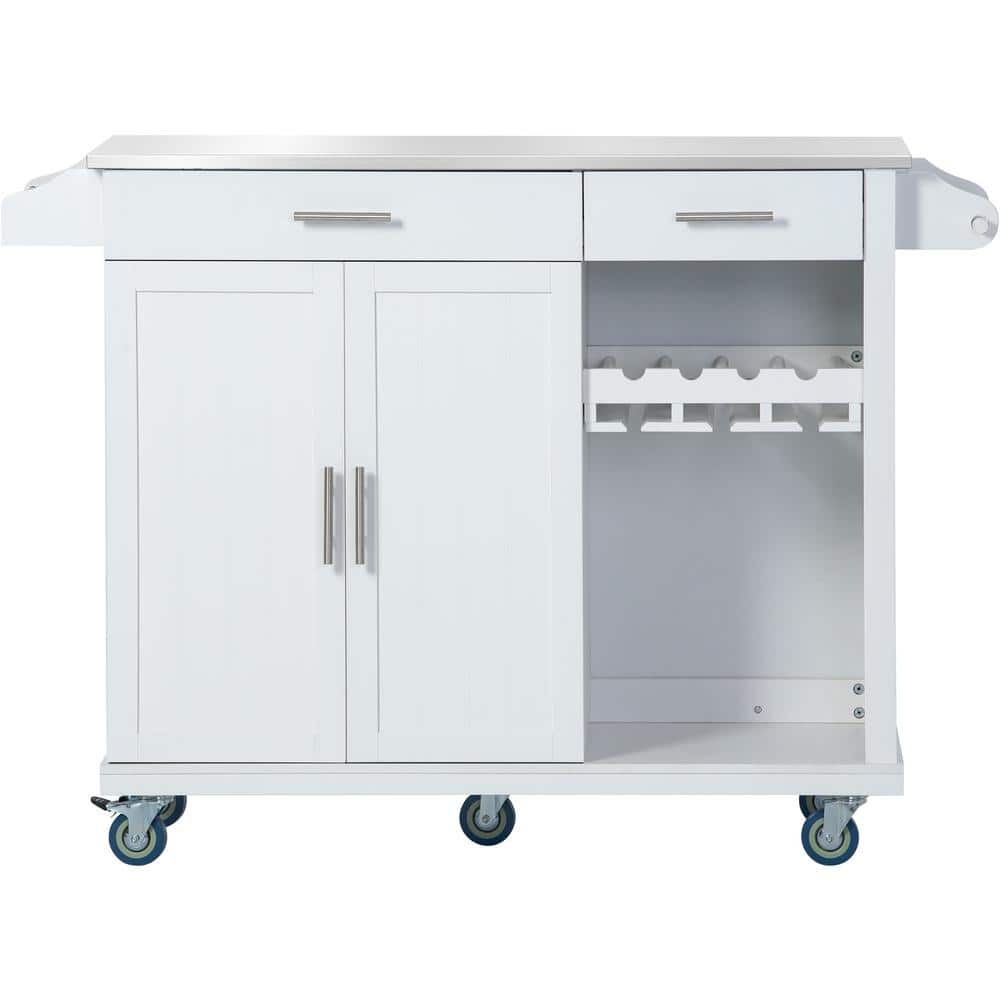 JimsMaison White Steel Kitchen Cart with JMKKKC02WH The Home