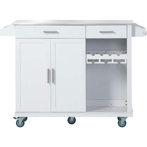 JimsMaison White Steel Kitchen Cart With Cabinets JMKKKC02WH The Home   White Kitchen Carts Jmkkkc02wh 64 600 