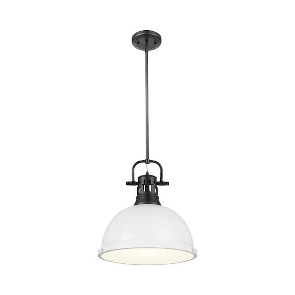 Golden Lighting - Duncan 100-Watt 1-Light Matte Black Pendant Light with Steel Shade