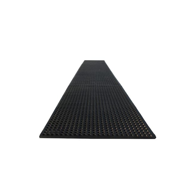 Rhino Anti-Fatigue Mats K-Series Comfort Tract Black 3 ft. x 20 ft. x 1/2 in. Grease-Resistant Rubber Kitchen Mat