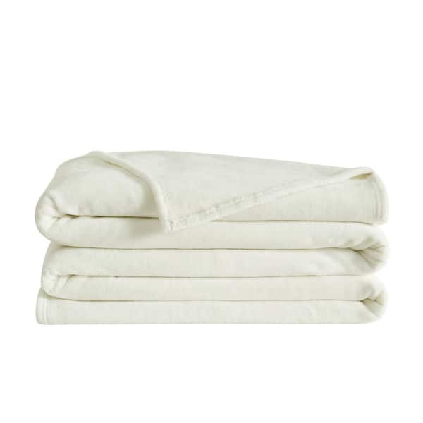 Velvet Plush Ivory Family Throw Blanket