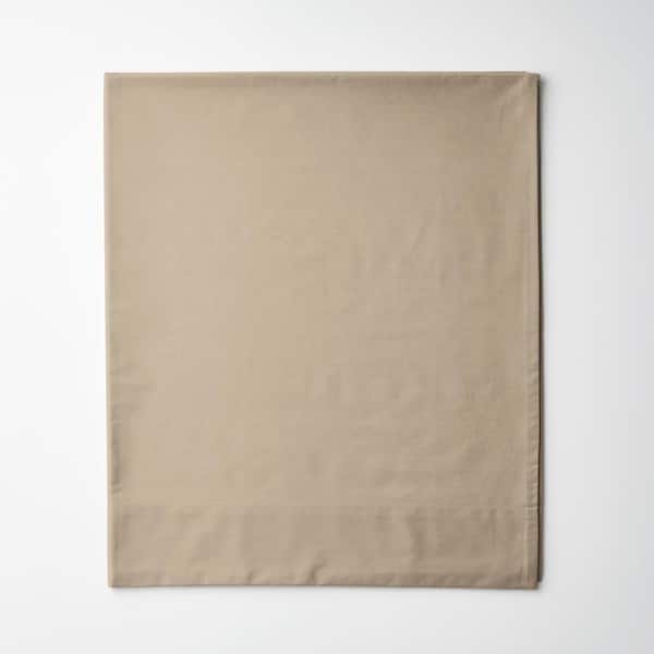The Company Store Company Cotton Cocoa Solid 300-Thread Count Cotton Percale King/Cal King Flat Sheet