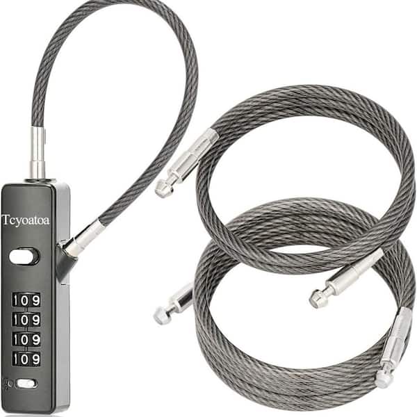 4-Digit Combination Cable Lock with 3 Replaceable Steel Cables, Portable Wire Lock  (Gun-Grey)