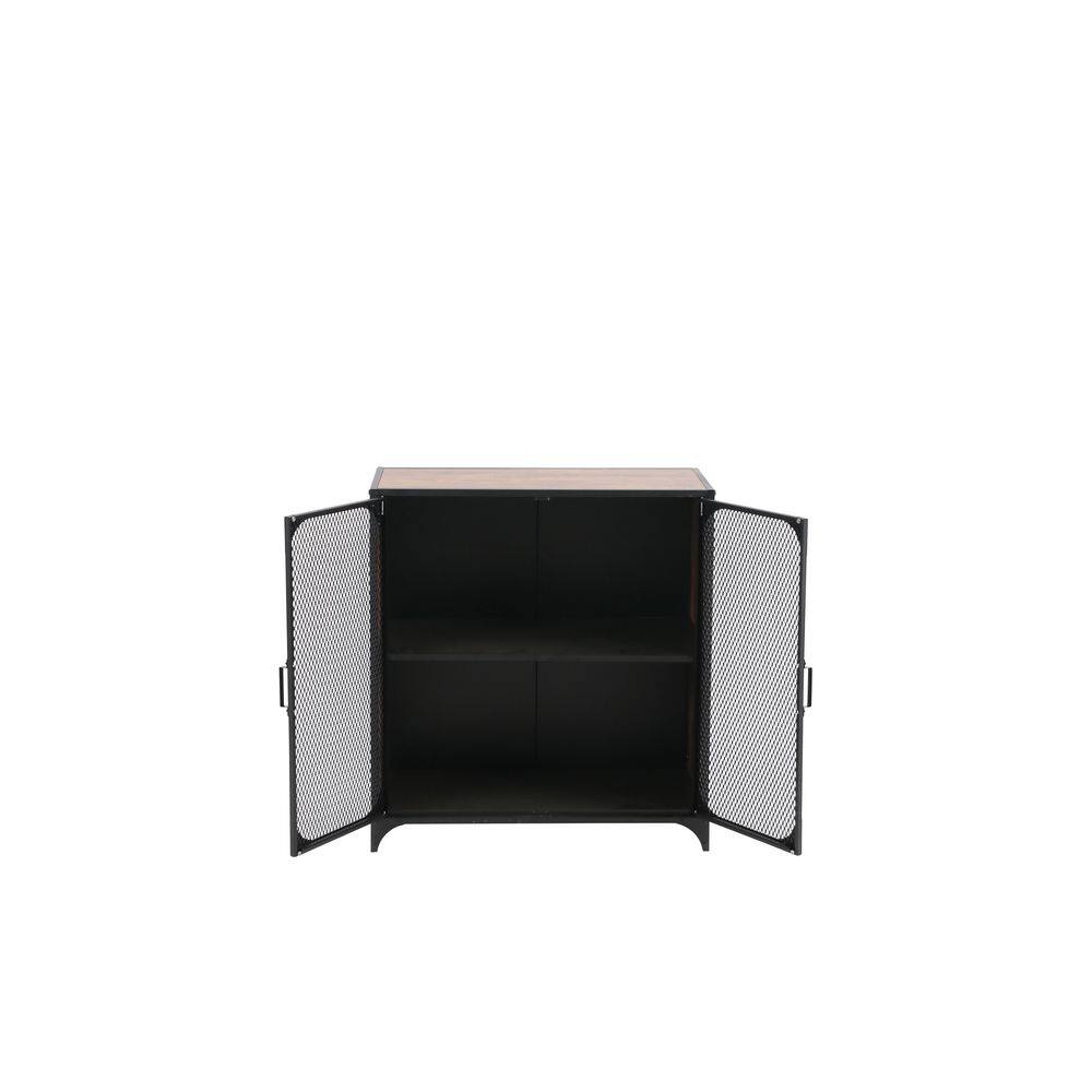 Black Industrial Freestanding 2-Door Mesh Cabinet