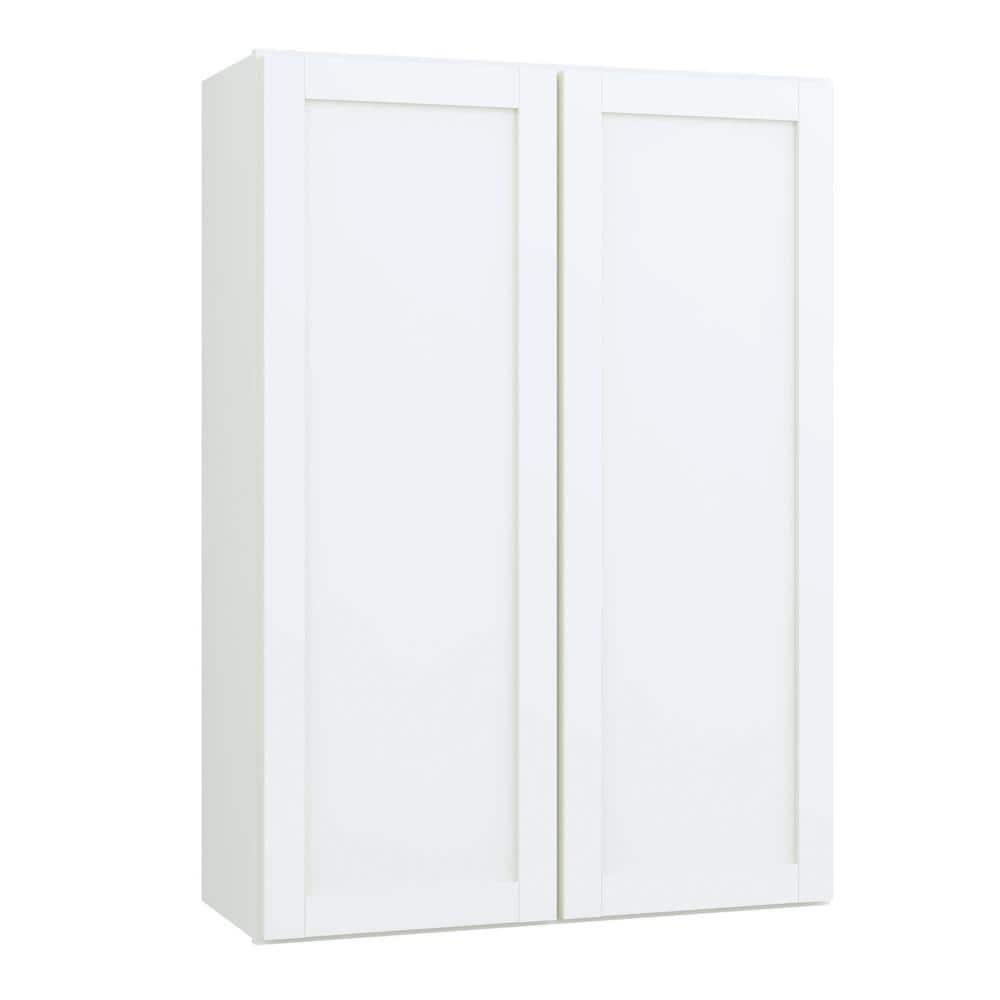 courtland 30 in. w x 12 in. d x 42 in. h assembled shaker wall kitchen cabinet in polar white