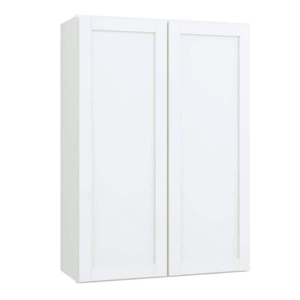 Hampton Bay Courtland 30 in. W x 12 in. D x 42 in. H Assembled Shaker Wall Kitchen Cabinet in Polar White