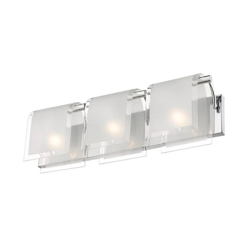 Zephyr Chrome 3-Light Vanity with Frosted Glass Shades