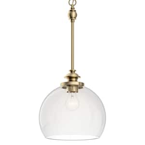 Lecelles 1-Light Classic Bronze Globe Pendant Light with Clear Glass Shade