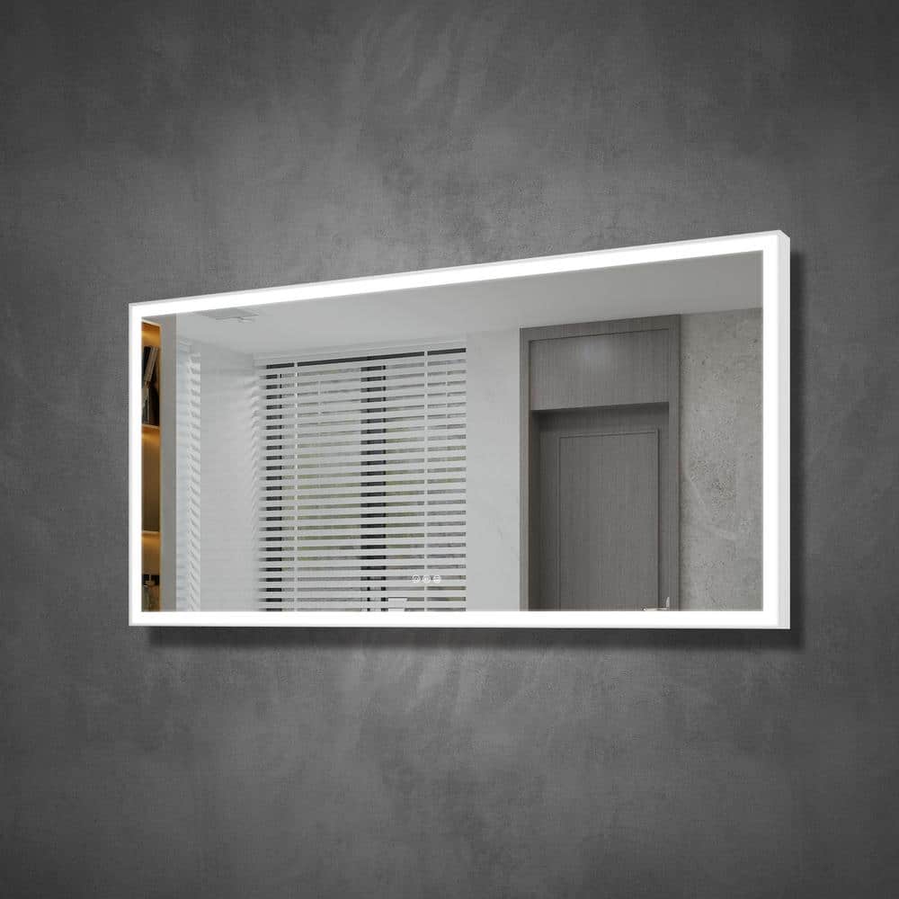 84 in. W x 42 in. H Large Rectangular Heavy Duty Framed Wall LED Bathroom Vanity Mirror Light,Anti-Fog,Plug,Z-Bar White price history on PriceWatchPro
