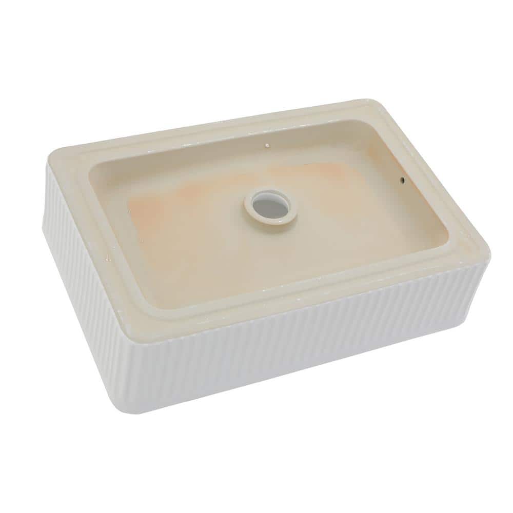 19.63" x 13.69" White Ceramic Rectangular Vessel Sink
