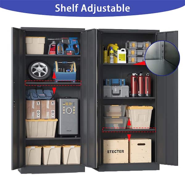 Kahomvis Black 3-Shelf Office Cabinet