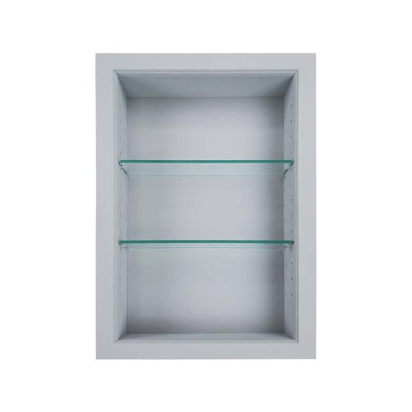 WG Wood Products 3.5 in. x 15.5 in. x 29.5 in. Dereka Primed Gray Wood Recessed Wall Niche