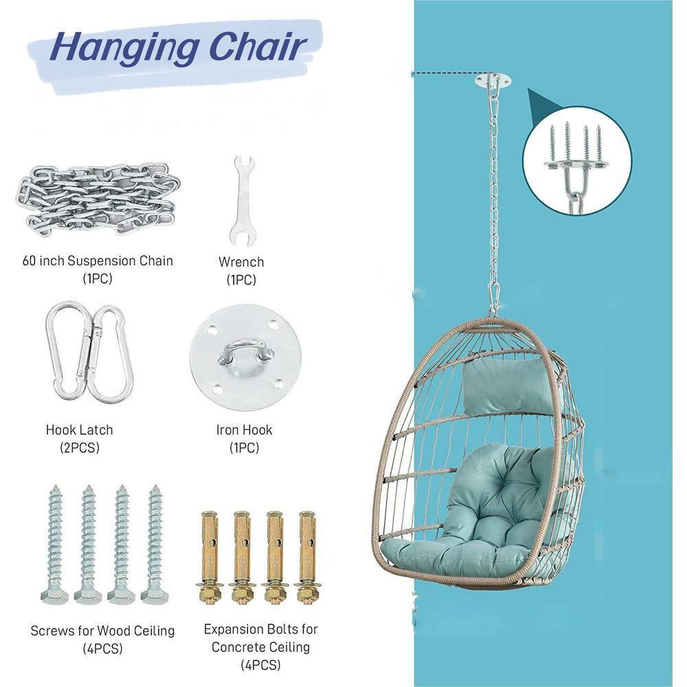 Hardware kit and assembly components for the hanging egg chair