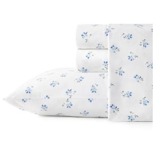 Sketchy Ditsy 3-Piece Green Floral Cotton Twin Sheet Set