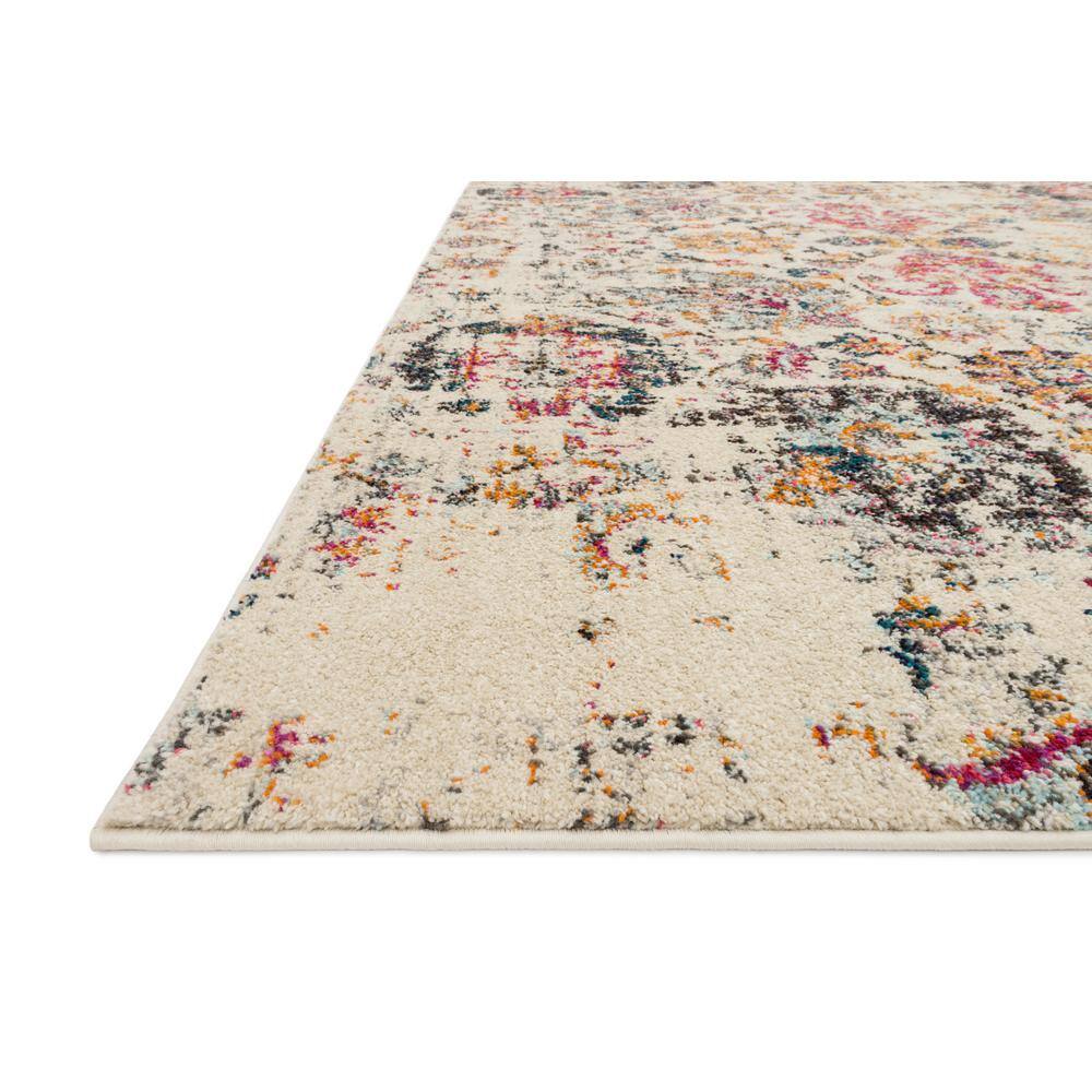 Nadia Ivory Multi Round Synthetic Stain-Resistant Rug