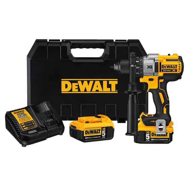 DEWALT 20V MAX XR Cordless Brushless 3-Speed 1/2 in. Drill/Driver and (3) 20V  5.0Ah Batteries and Charger DCD991P2W5B The Home Depot