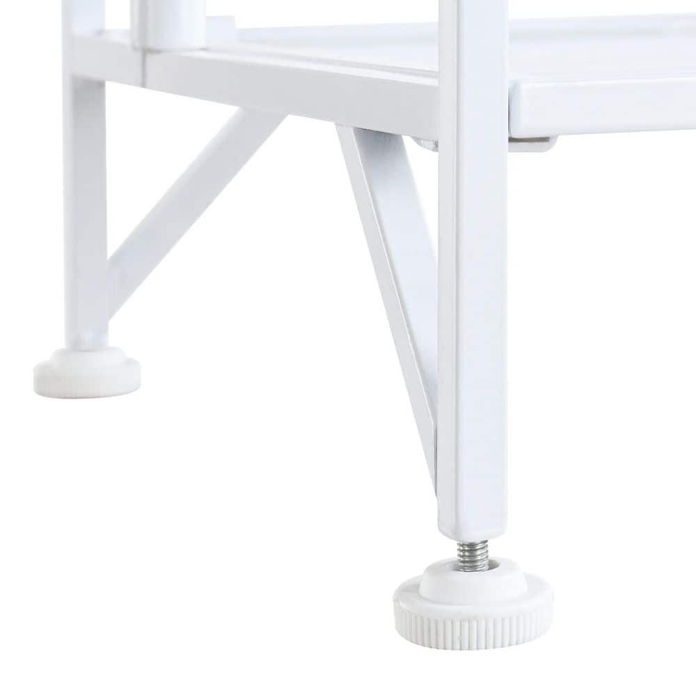 Adjustable White 4-Tier Foldable Metal Bookshelf