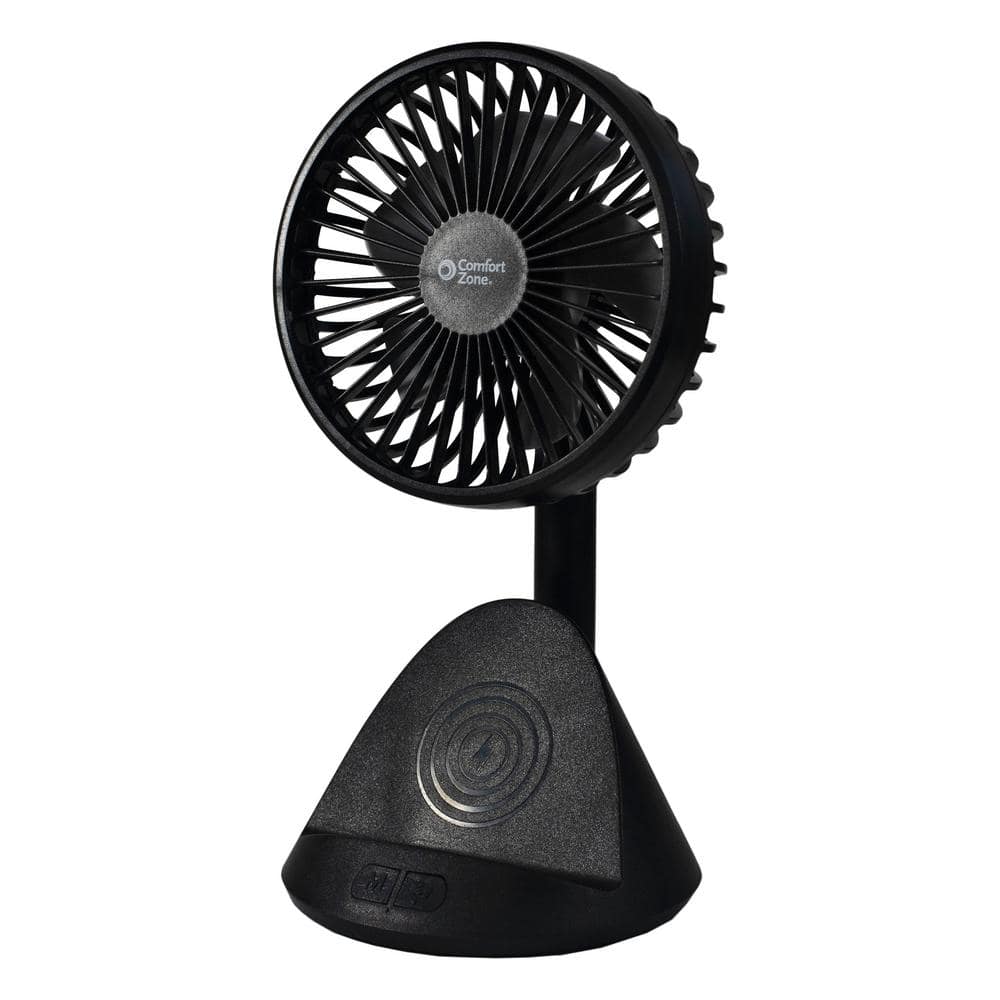 Comfort Zone 4 in. 3-Speed Personal Fan with Phone Charger