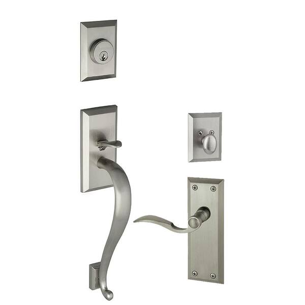 Grandeur Fifth Avenue Single Cylinder Satin Nickel S-Grip Handleset with Right Handed Bellagio Lever