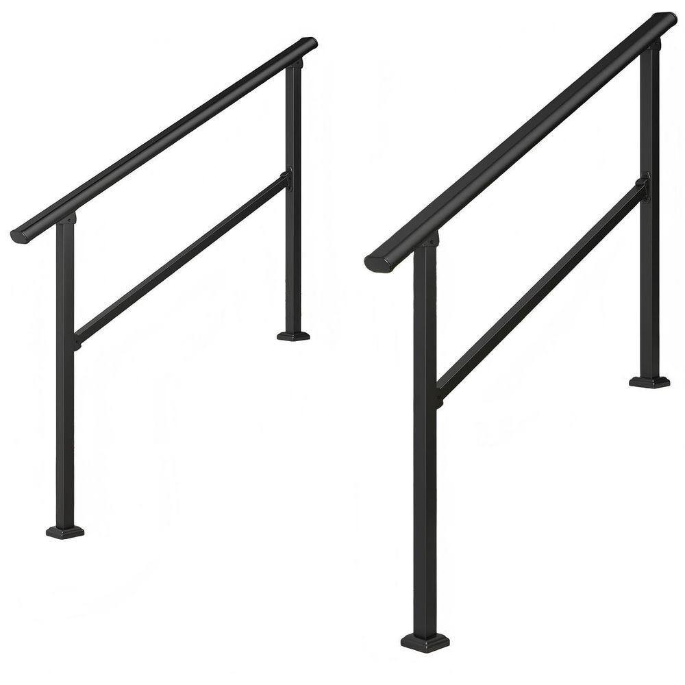2cm Railing iminuo 54 in. x 36 in. 4-Step Black Carbon Steel Stair Railing Kit ...