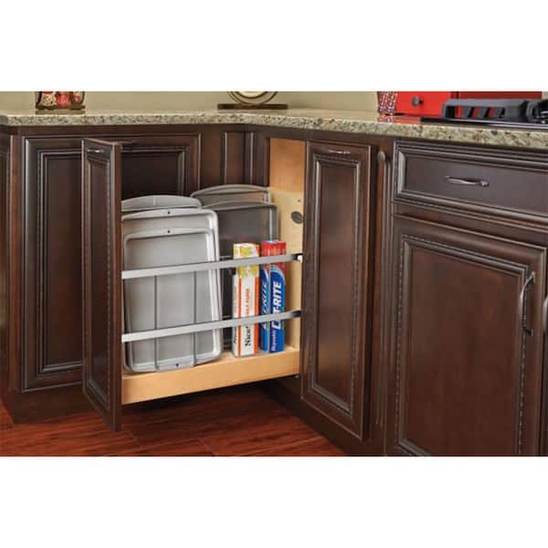 Natural Maple 8 in. Pull Out Cabinet Tray Divider Organizer with Soft-Close