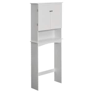 White Over the Toilet Standing Cabinet Organizer for Bathroom with Open Shelf