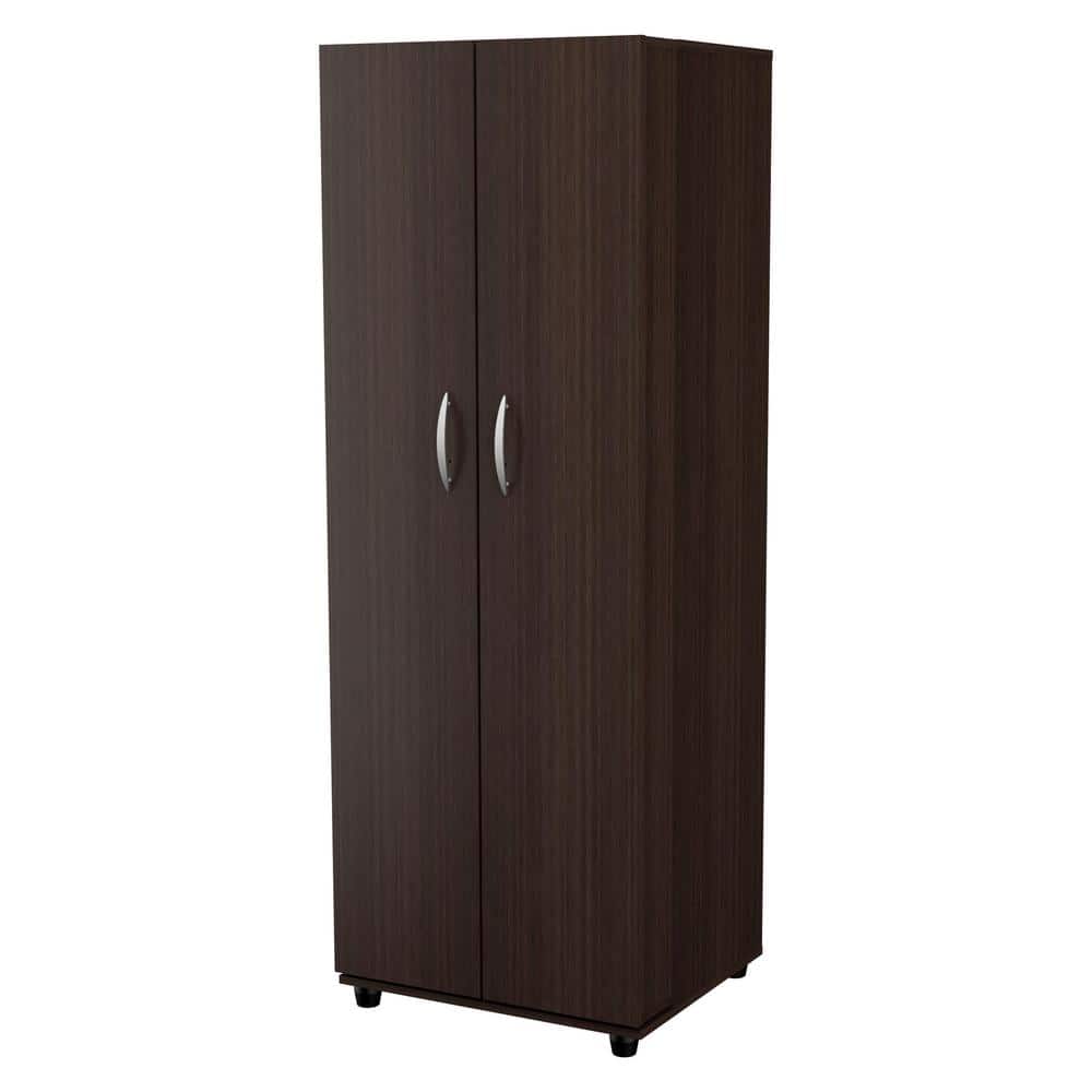 Espresso Laminate 2-Door 4-Shelf Kitchen Pantry Cabinet