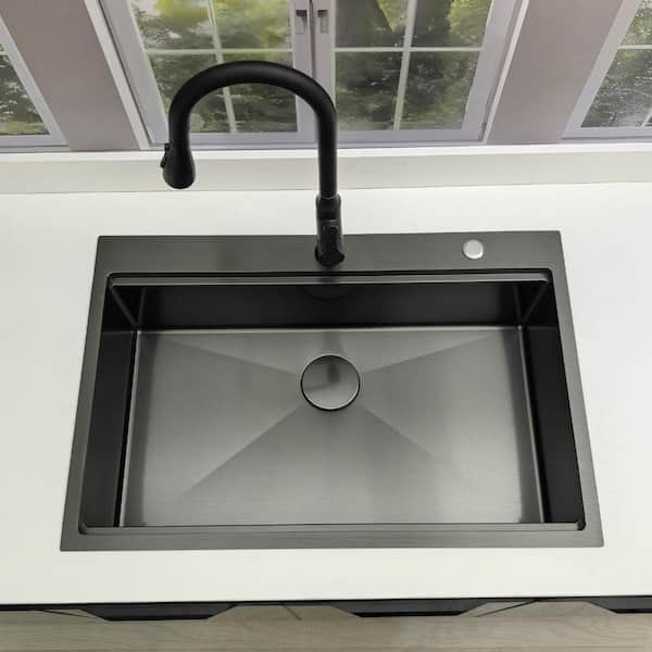 Delironexu 33 x 22 in. Drop-In Workstation Kitchen Sink 16-Gauge