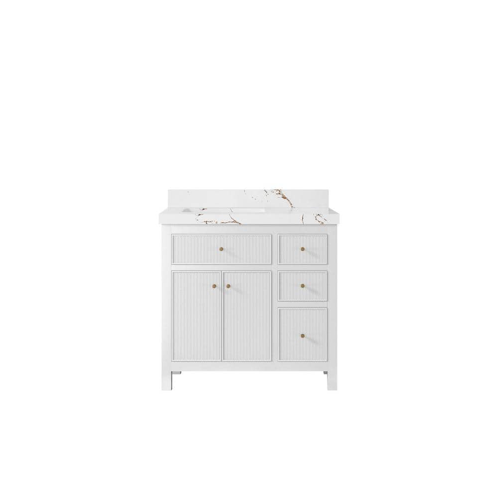 Sonoma 36 in. W x 22 in. D x 36 in. H Left Sink Bath Vanity in White with 2 in. Viola Brown qt. Top price history on PriceWatchPro