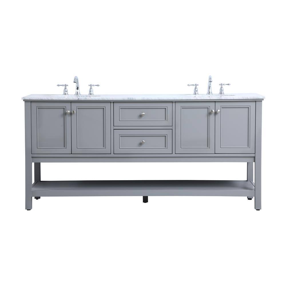 Simply Living 72 in. W x 22 in. D x 33.75 in. H Bath Vanity in Grey with Ca